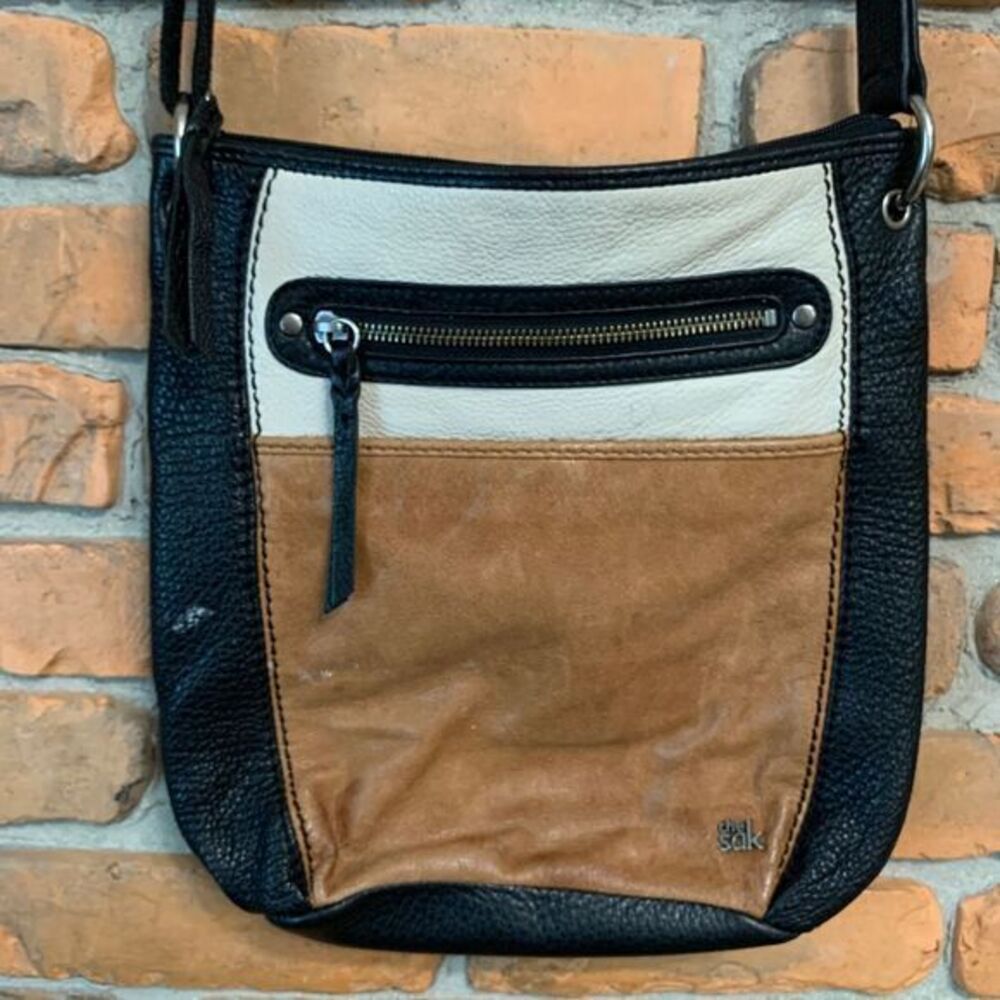 The Sak Women's Pebbled Leather Laurel Colorblock Crossbody‎ Bag Medium Size
